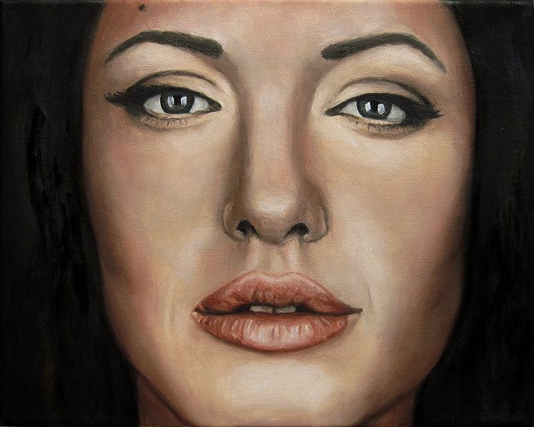 Angelina Jolie Portrait Kunst Malerei Ölgemälde Painting
