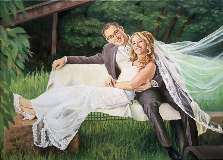 Hochzeit Ölgemälde Portrait vom Foto Kunst, Foto als Gemälde