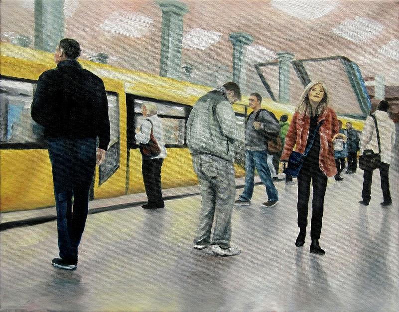 U-Bahn Berlin, Kunst, Malerei Ölgemälde Painting