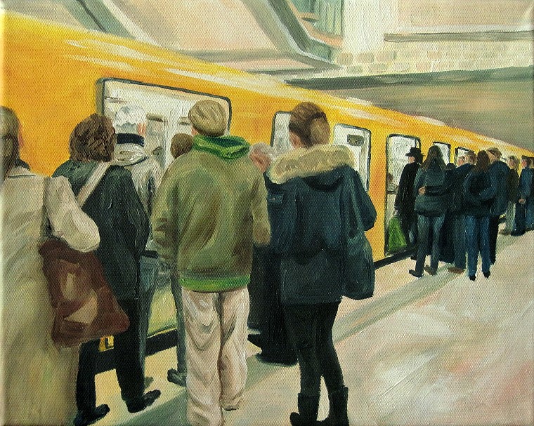 U-Bahnstation Berlin Ölbild Kunst Malerei Ölgemälde BVG weil wir dich lieben