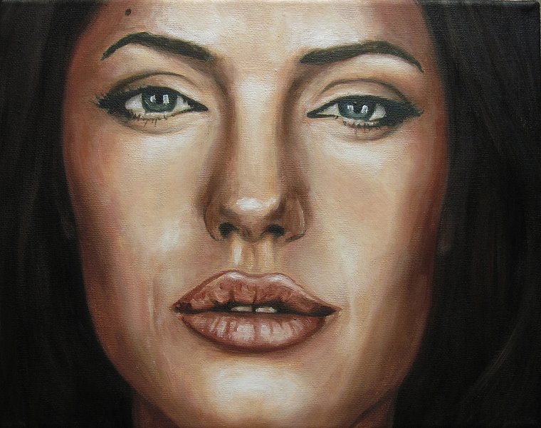Angelina Jolie 2, Portrait Kunst Malerei Ölgemälde Painting