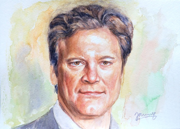 Colin Firth Aquarell Kunst Malerei Portrait