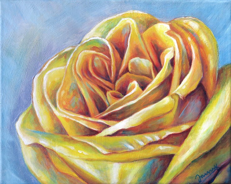 Gelbe Rose, Acrylgemälde modern
