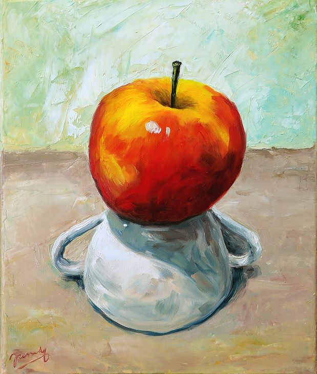 Apfel Bild Malerei Kunst Stillleben Gemälde Modern von Janny Cierpka