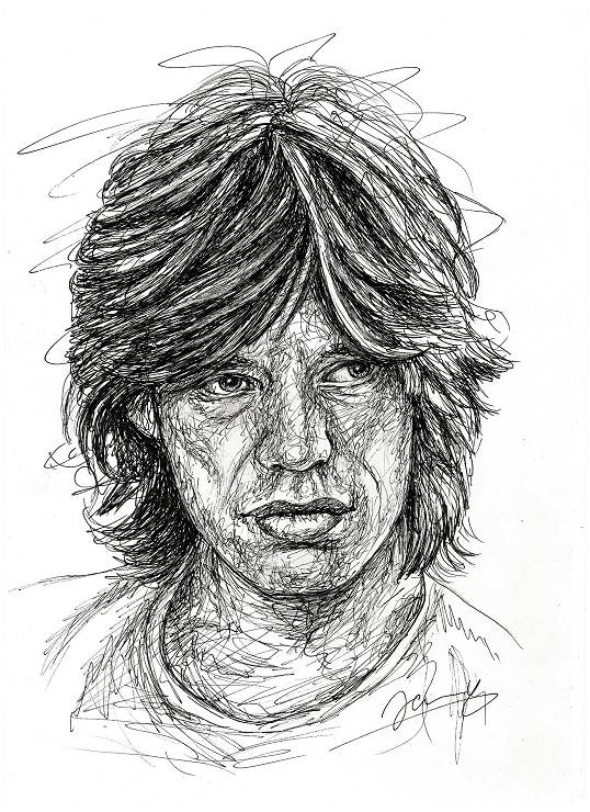 Mick Jagger Scribble Portrait 1972