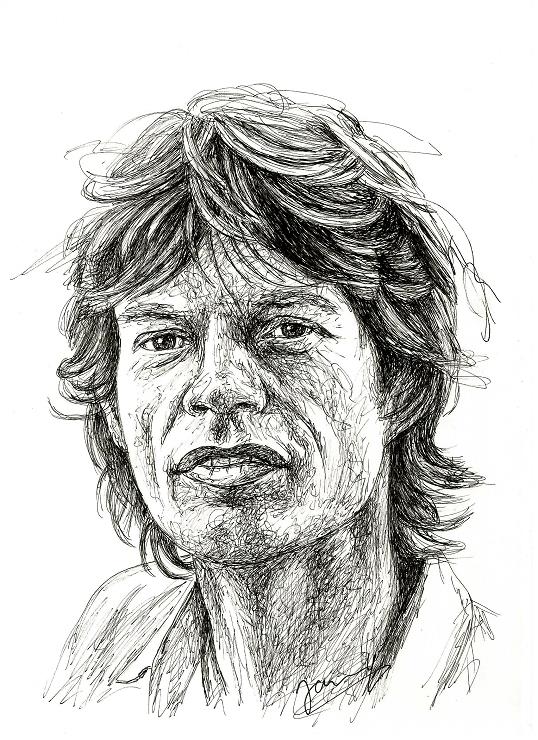 Original Mick Jagger Scribble Portrait Kunst Zeichnung