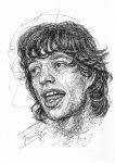 Mick Jagger Zeichnung Scribble Portrait Rolling Stones Kunst