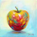 Apfel Malerei Acrylbild Expressive Moderne Kunst von Janny Cierpka