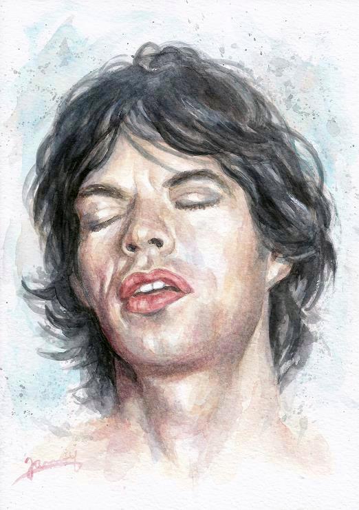 Original Mick Jagger 1978 Aquarell Portrait 