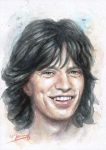 Mick Jagger 1970 Aquarell Portrait Fanart