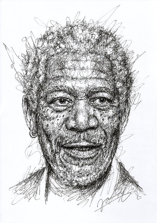 Morgan Freeman Scribble Portrait Fanart