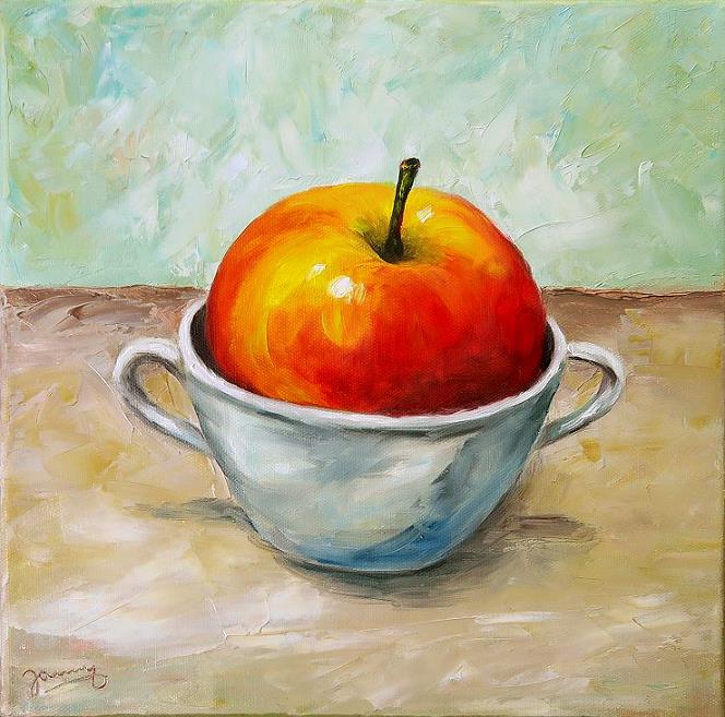 Apfel in Tasse Kunst Malerei Gemälde