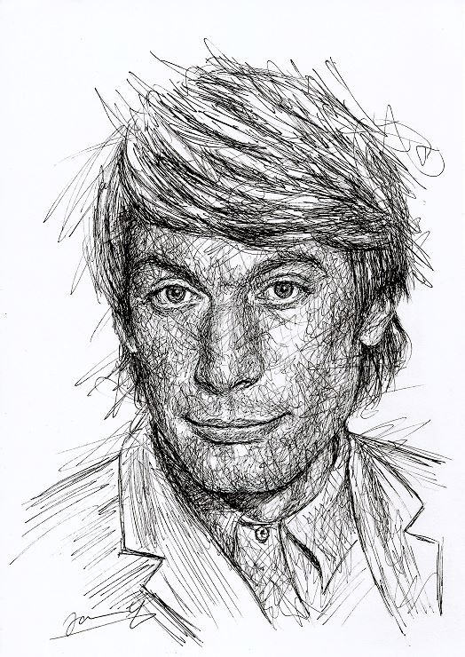 Charlie Watts scribble art portrait Rolling Stones Drummer