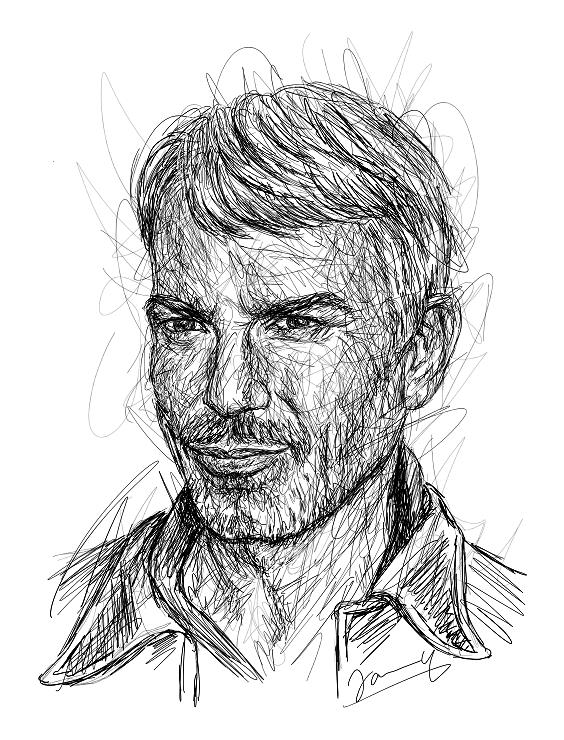 Billy Bop Thornton scribble art portrait