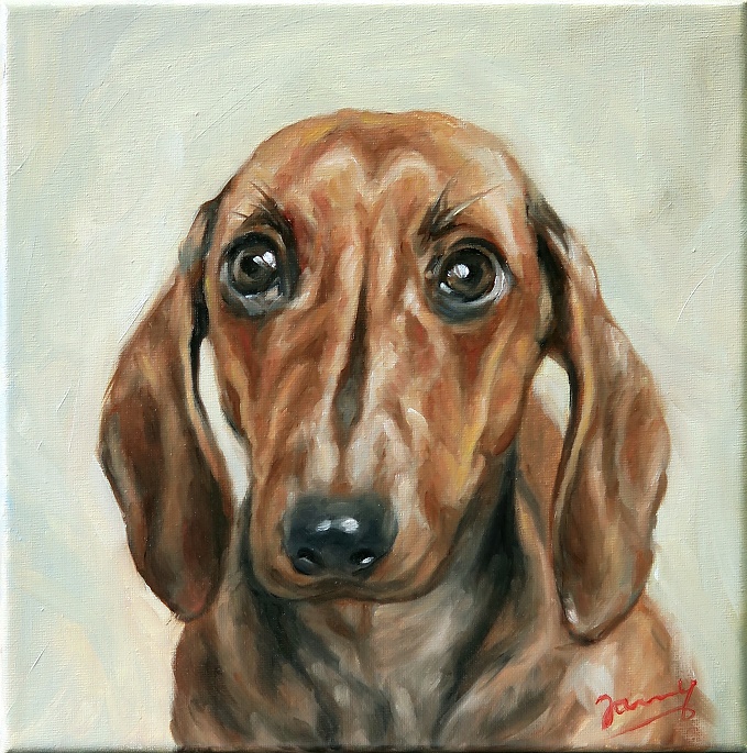 Hund Painting Portrait Gemälde Elfi