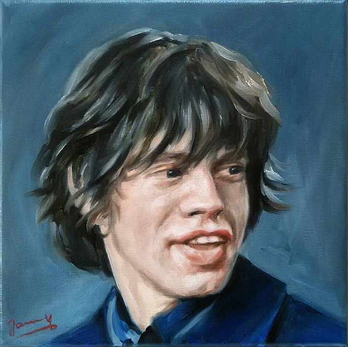 Original Mick Jagger 1964 Öl Portrait
