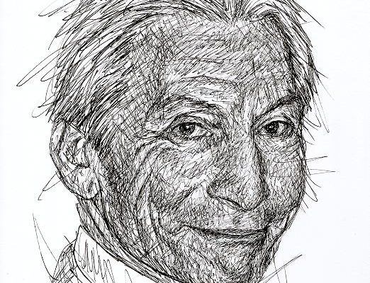 Original Charlie Watts scribble art portrait Drummer