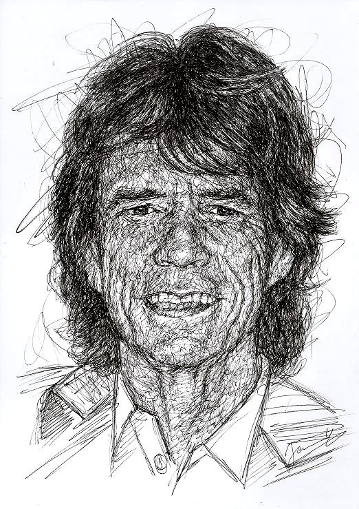 Original Mick Jagger Scribble Portrait Zeichnung
