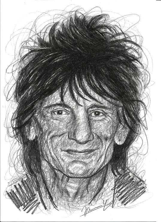 Ronnie Wood Scribble Portrait Zeichnung