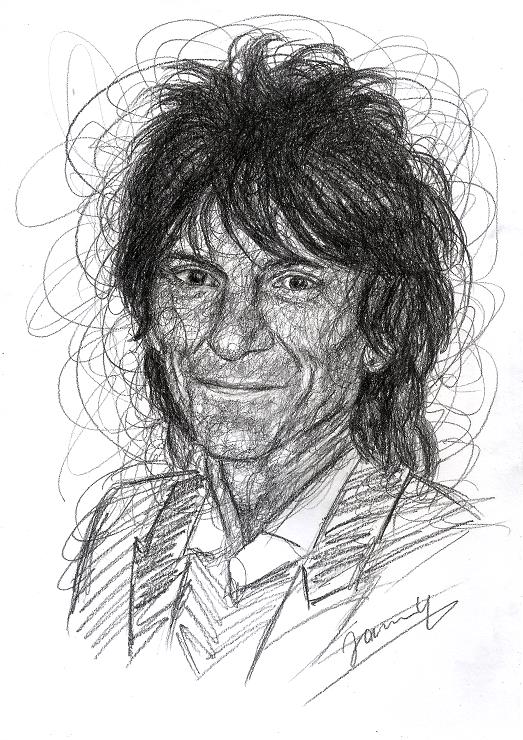 Ronnie Wood Scribble Portrait Zeichnung