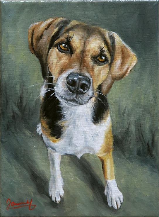 Hundebild Gemälde Ölbild Portrait
