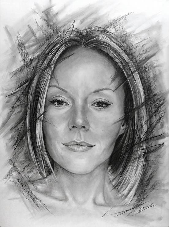 Frau Kohlezeichnung Portrait