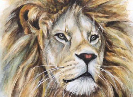 Löwe Aquarell Tierbild Kunst