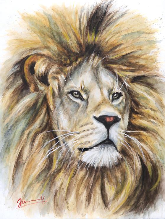 Löwe Aquarell Tierbild Kunst