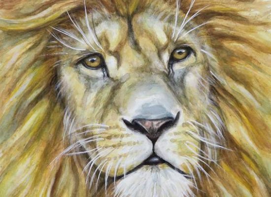 Löwe Aquarell Tierbild Kunst