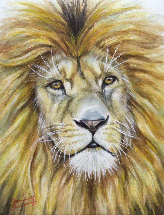 Löwe Aquarell Tierbild Kunst