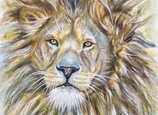 Löwe Aquarell Tierbild Kunst