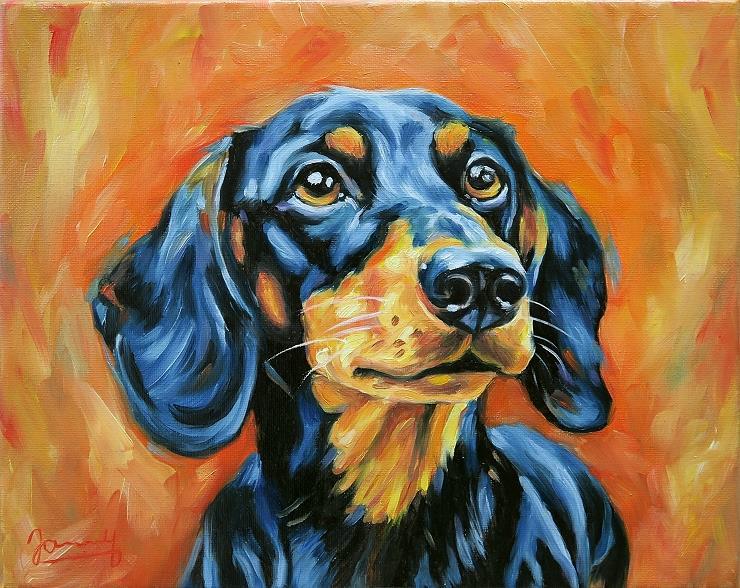 Hundebild Gemälde Ölbild Portrait clyde