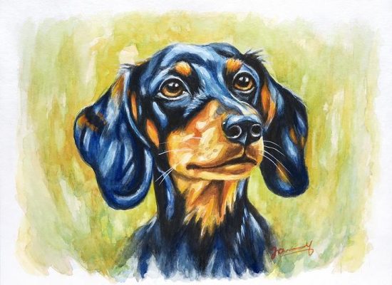 Aquarell Hund Clyde (2)