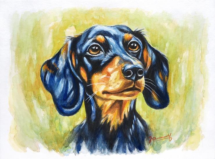 Clyde (2) Aquarell Aquarell Hund Clyde (2)