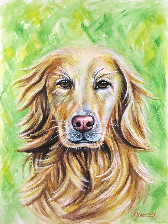 Hund Golden Retriever Gemälde