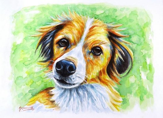 Aquarell Hund Sweet Little Dog