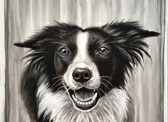 Hundeportrait Tusche Gemälde